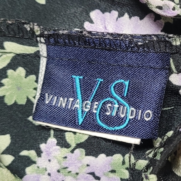 Vintage Studio 90s Purple Ditsy Floral Crepe Bow Waist Flowy Hem Mini Skirt M - Picture 8 of 9